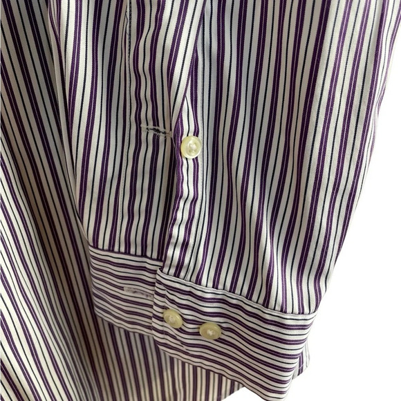Ralph Lauren Custom Fit Long Sleeve Men’s Button up Shirt.  Purple/White Stripes - Picture 3 of 9